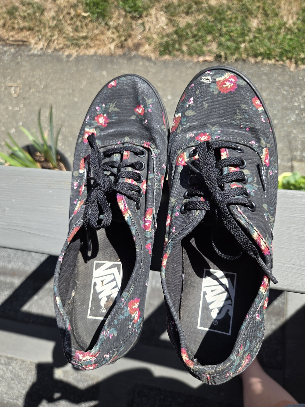 Vans Black Canvas Low-Top Sneakers with Red Floral Print - Picture 2 of 9